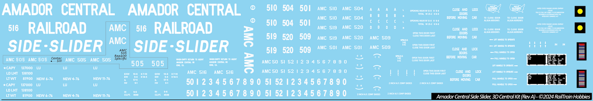 Decals: Amador Central Railroad Evans Side-Slider Boxcar