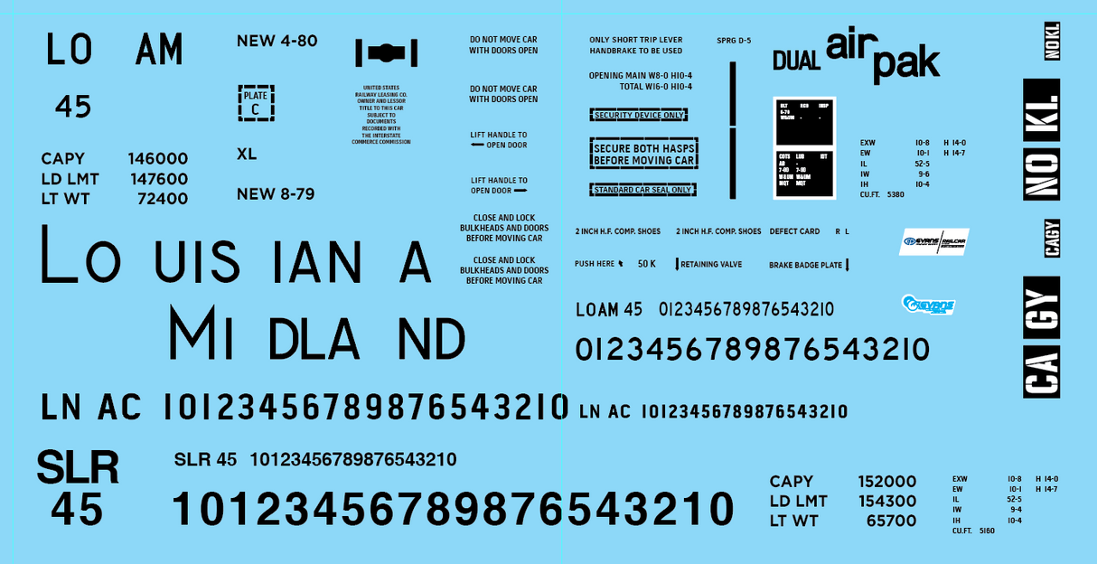 LOAM, LNAC Orange Evans 5450 Boxcar Decals HO Scale