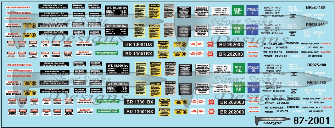 HO MOW Decal Kit, General Warning Decals