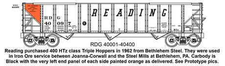 F-479 - Reading 100T HTz Triple Hoppers Decals - HO Scale