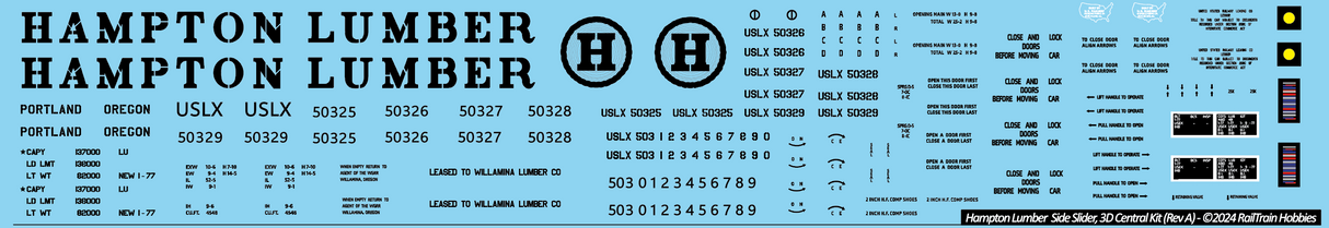 Decals: Hampton Lumber Evans Side Slider Boxcar