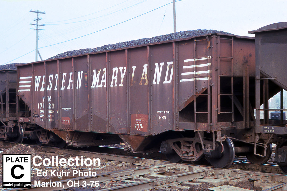 1201-6 Western Maryland 66 Ton Fishbelly Hopper Car - 6 Pack