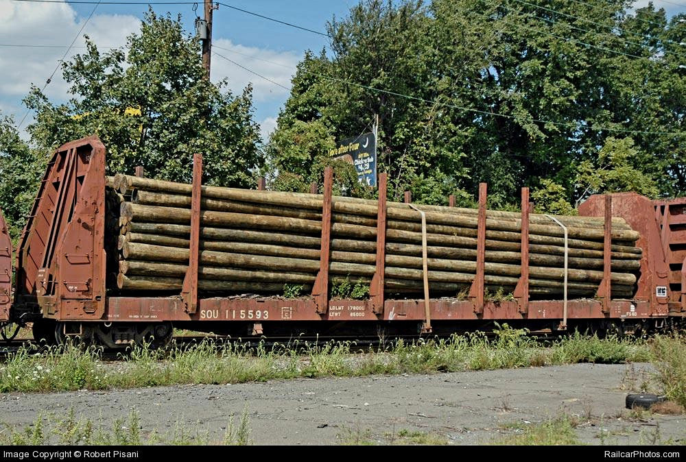 32055 Thrall Bulkhead Flatcar - SOU FS-60 W/Log Bunks