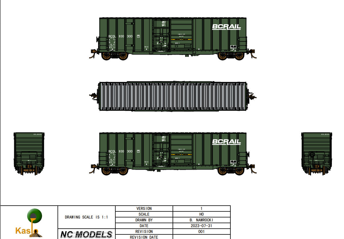 HDL-9 BCOL 50'6" Trenton Works 5277 Cu Ft Double Door Boxcar Decals (100300-100349)